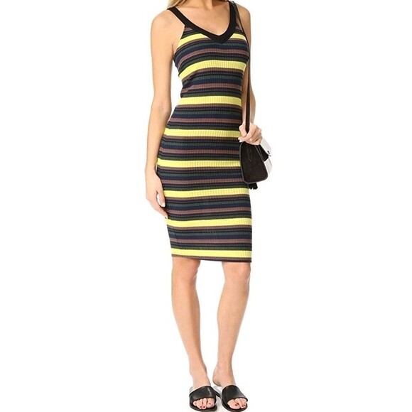 Splendid Dresses & Skirts - Splendid Jungle Stripe Ribbed Midi Dress V-Neck Sleeveless Y2K Womens S
